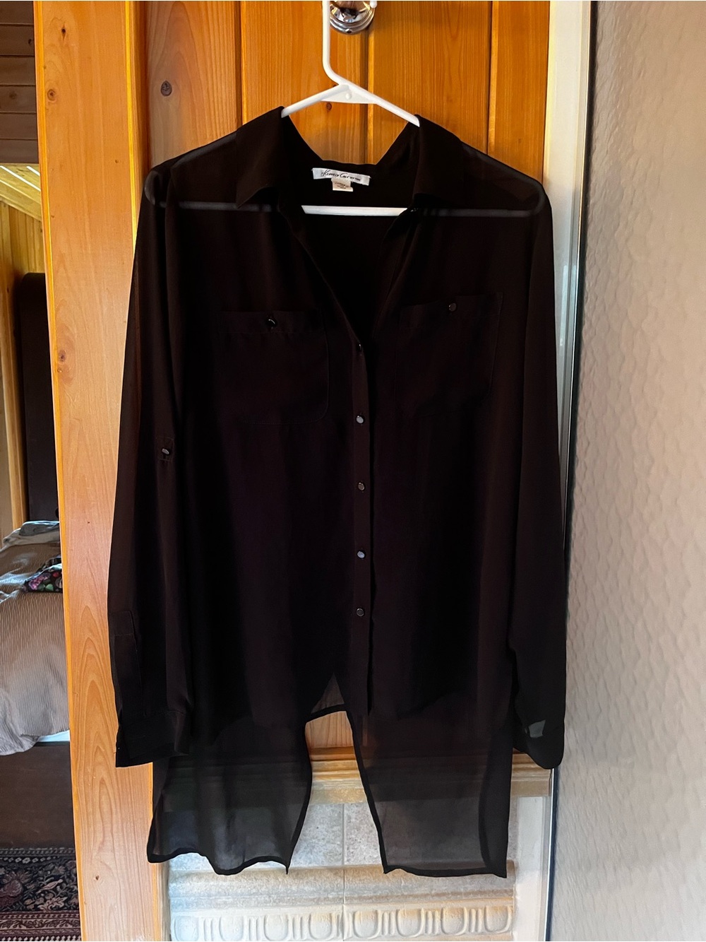 Kenneth Cole New York Black Sheer Blouse